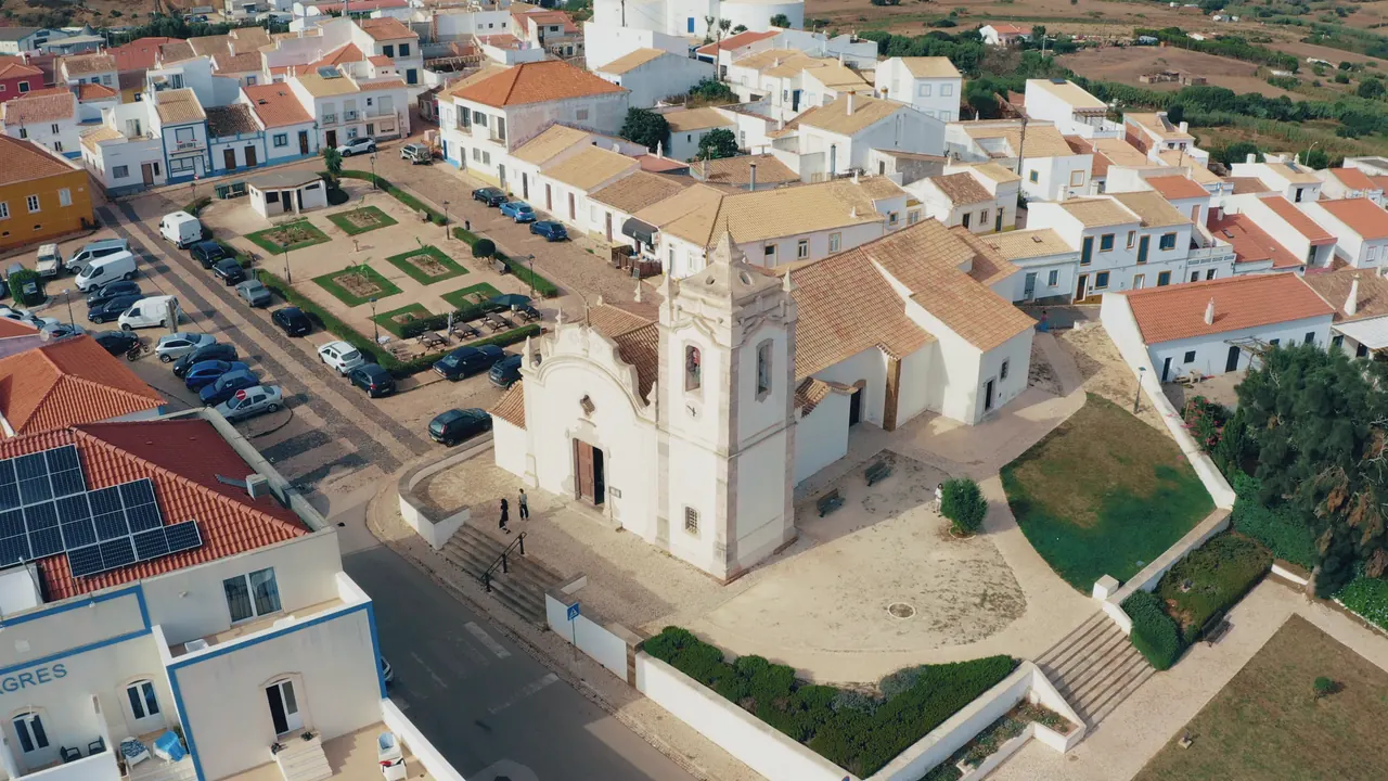 Igreja (Matriz) de Nossa Senhora da Conceição, Vila do Bispo, vista aérea